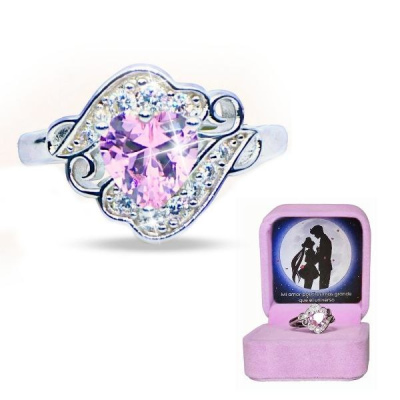 Anillo de compromiso Sailor Moon Plata 925 chapado en Oro Blanco
